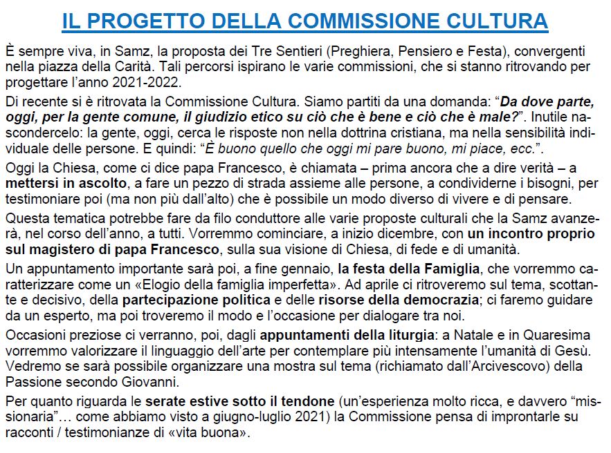 Programma Commissione Cultura